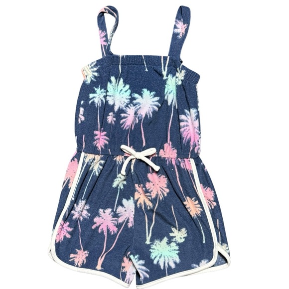 Girls SO Size 8 Terry Cloth Romper – Palm Tree Print One Piece – Worn Once - Picture 1 of 6
